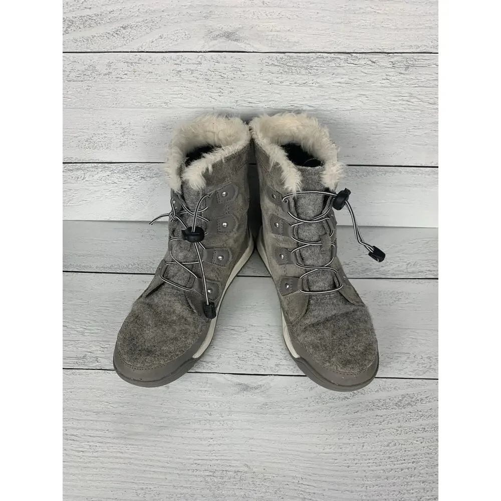 Sorel Boots Youth Girls 4 WhitneyWaterproof Winter Gray Lace Up Winter Boots